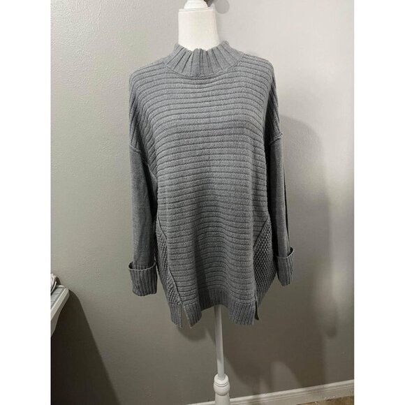 Dressbarn Mock Neck Knitted Gray Sweater Women Size 2X - Picture 1 of 9